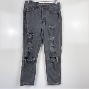 American Eagle Vintage Hi Rise Loose Fit Jeans Destroyed Grey Size 6 Grunge Punk